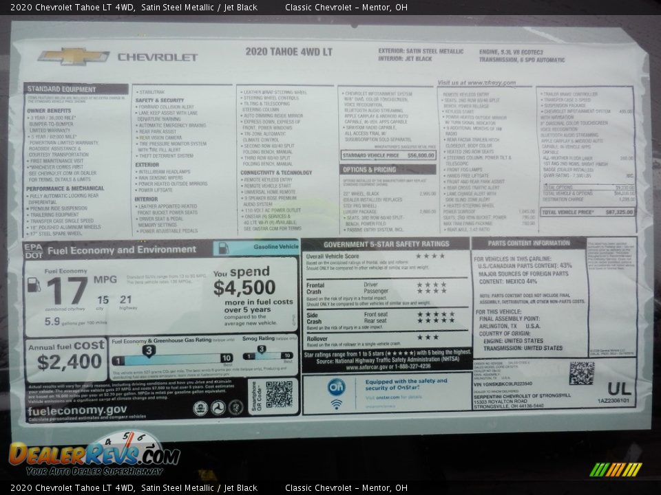 2020 Chevrolet Tahoe LT 4WD Satin Steel Metallic / Jet Black Photo #7