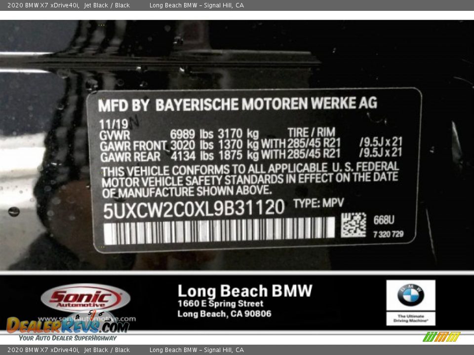 2020 BMW X7 xDrive40i Jet Black / Black Photo #11