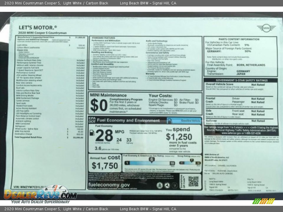 2020 Mini Countryman Cooper S Window Sticker Photo #10
