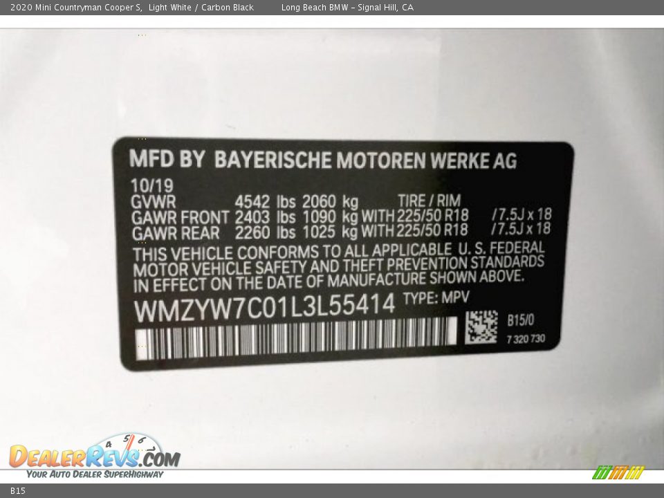 Mini Color Code B15 Light White