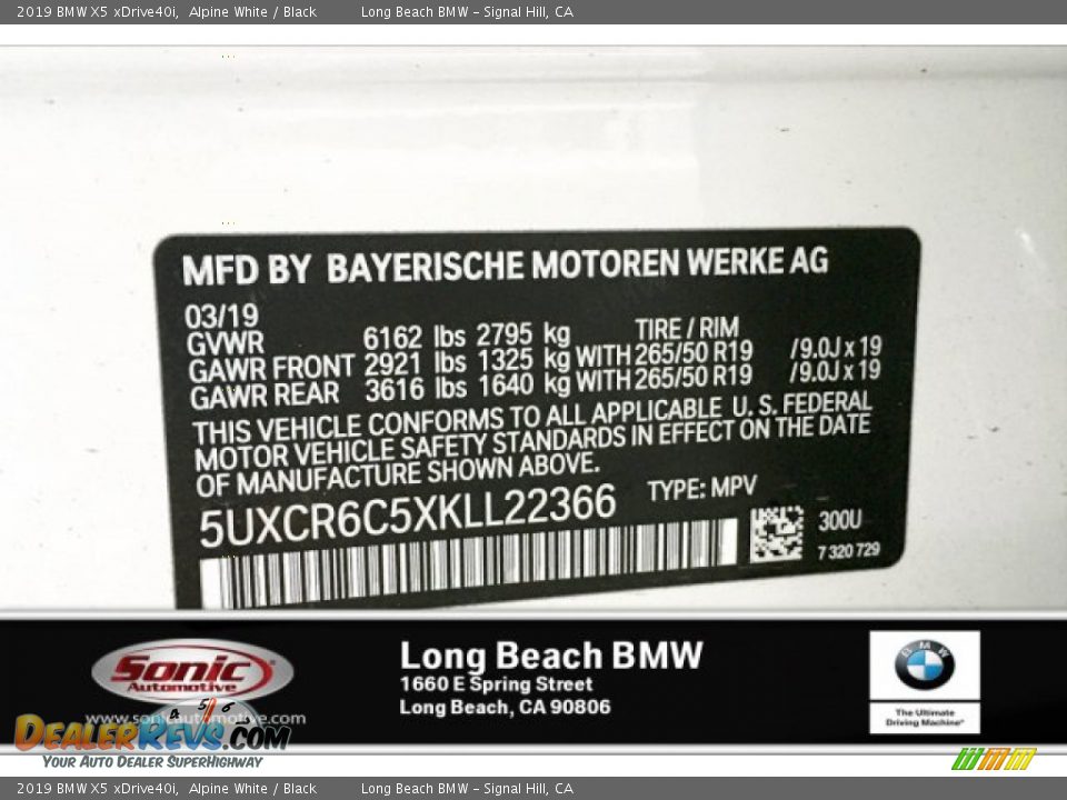 2019 BMW X5 xDrive40i Alpine White / Black Photo #10