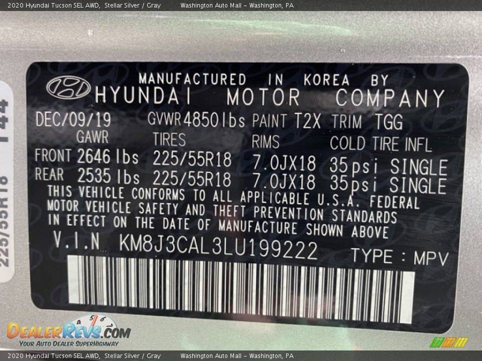 2020 Hyundai Tucson SEL AWD Stellar Silver / Gray Photo #9
