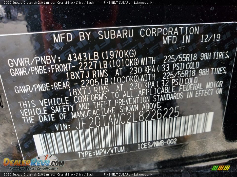 2020 Subaru Crosstrek 2.0 Limited Crystal Black Silica / Black Photo #9