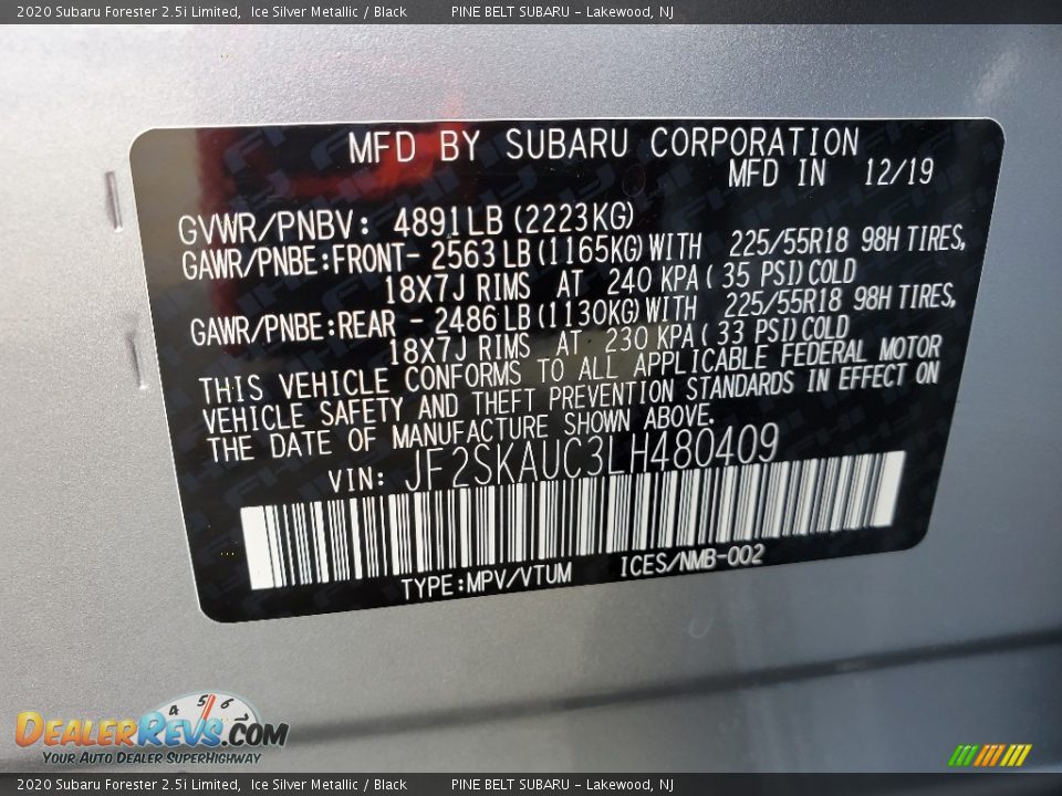 2020 Subaru Forester 2.5i Limited Ice Silver Metallic / Black Photo #9