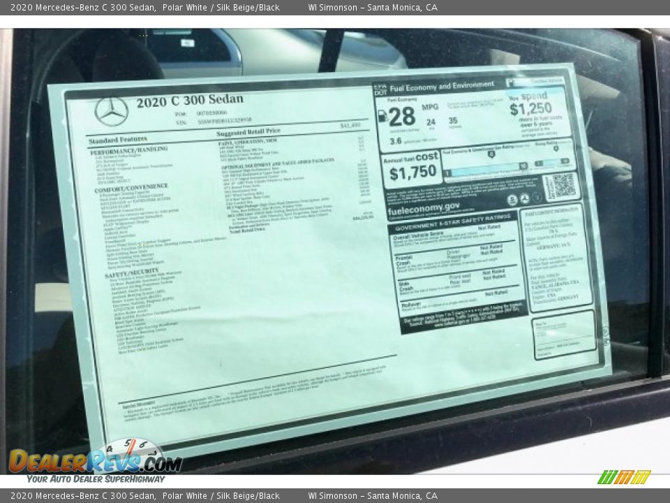 2020 Mercedes-Benz C 300 Sedan Polar White / Silk Beige/Black Photo #1