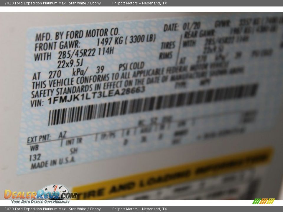 2020 Ford Expedition Platinum Max Star White / Ebony Photo #25