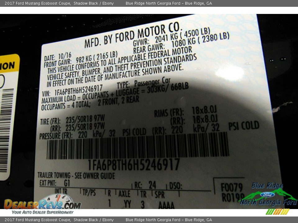 2017 Ford Mustang Ecoboost Coupe Shadow Black / Ebony Photo #25
