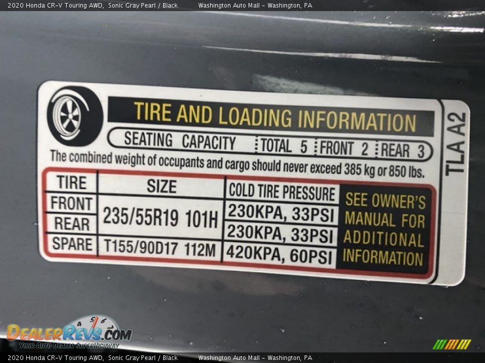 2020 Honda CR-V Touring AWD Sonic Gray Pearl / Black Photo #8