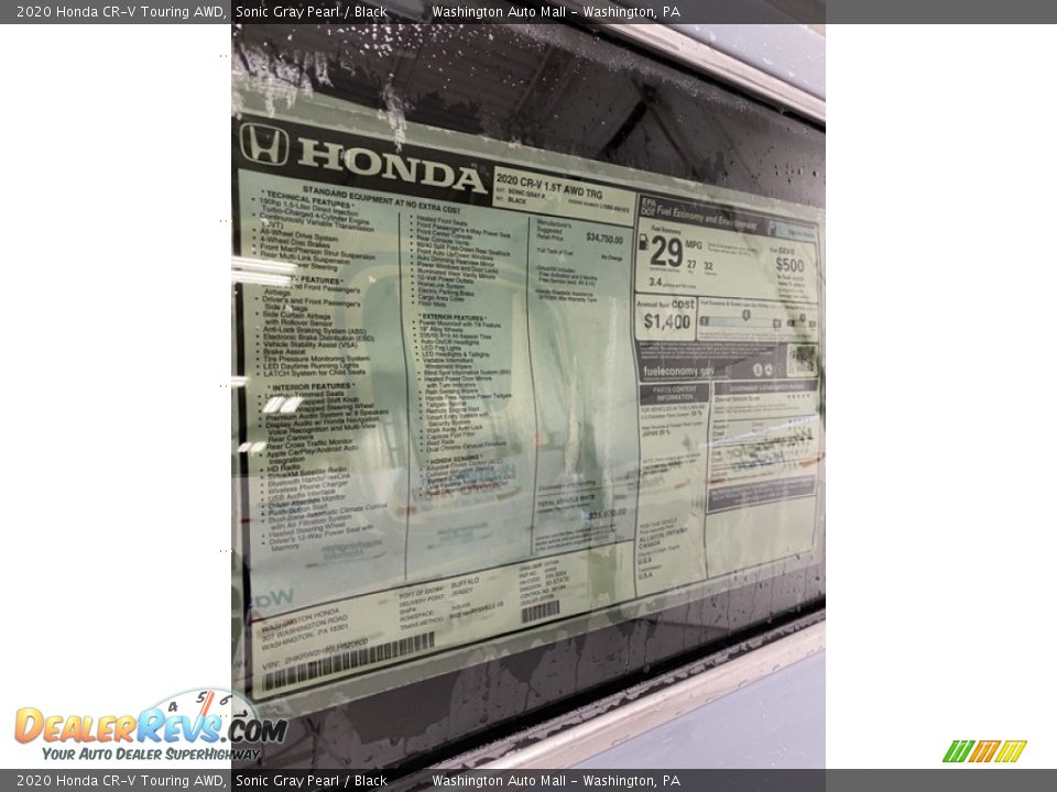 2020 Honda CR-V Touring AWD Sonic Gray Pearl / Black Photo #15