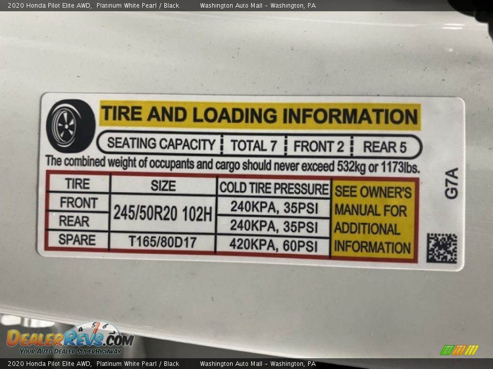 2020 Honda Pilot Elite AWD Platinum White Pearl / Black Photo #8