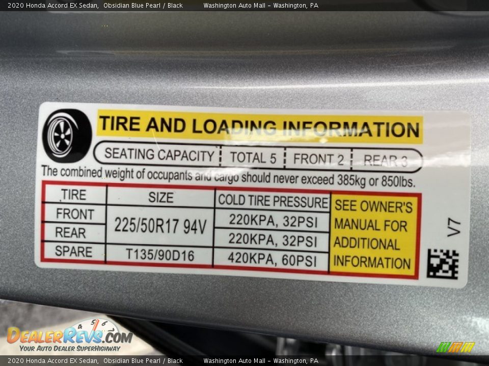 2020 Honda Accord EX Sedan Obsidian Blue Pearl / Black Photo #8