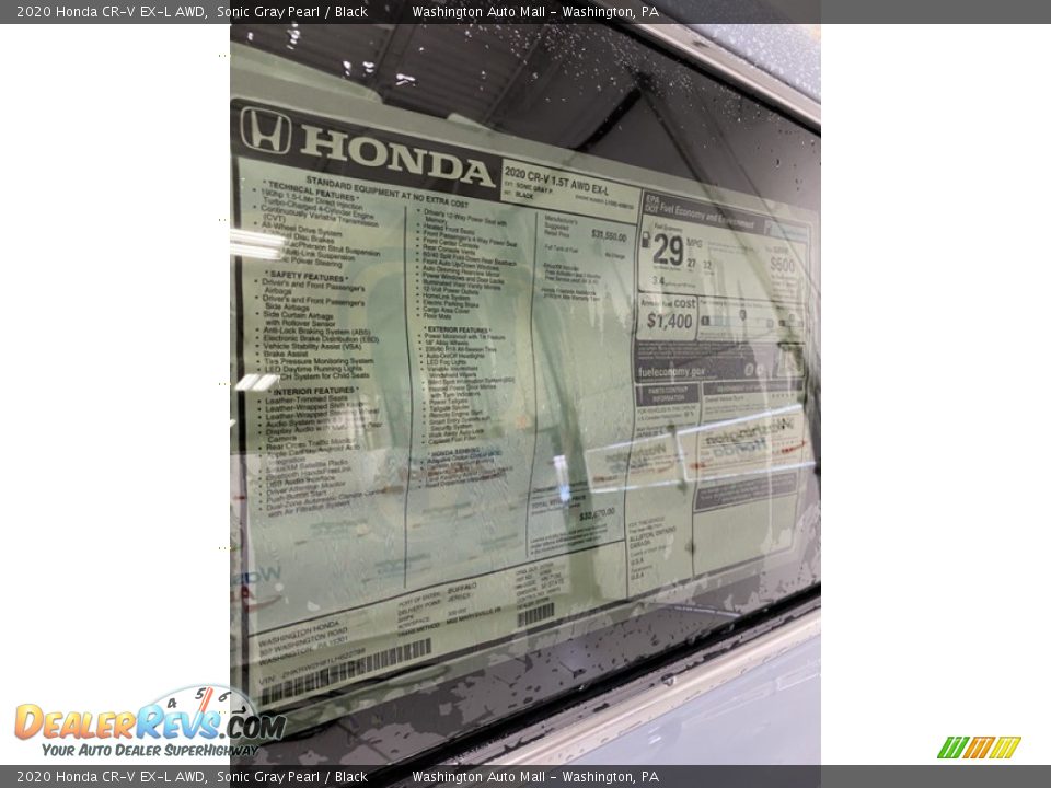 2020 Honda CR-V EX-L AWD Sonic Gray Pearl / Black Photo #15