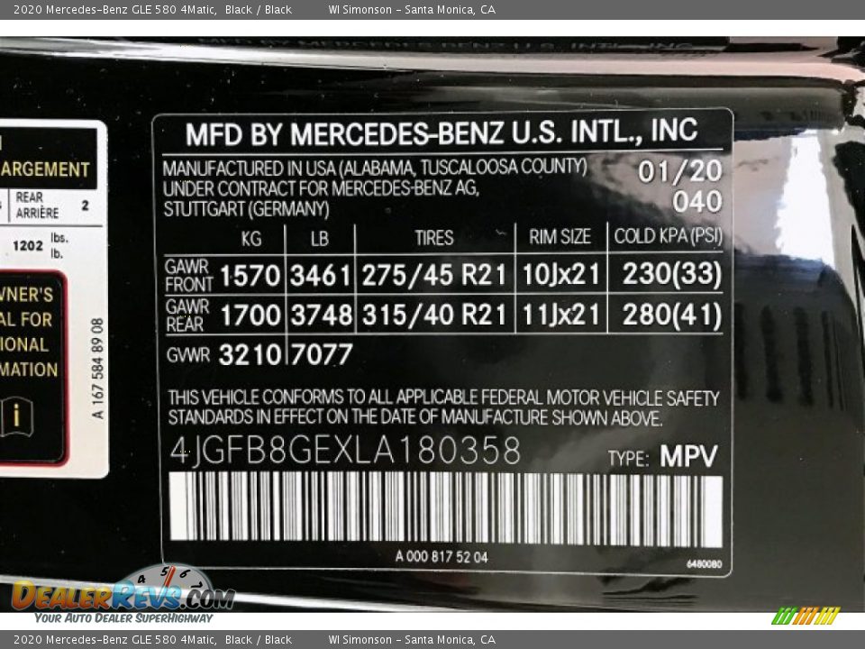 2020 Mercedes-Benz GLE 580 4Matic Black / Black Photo #11