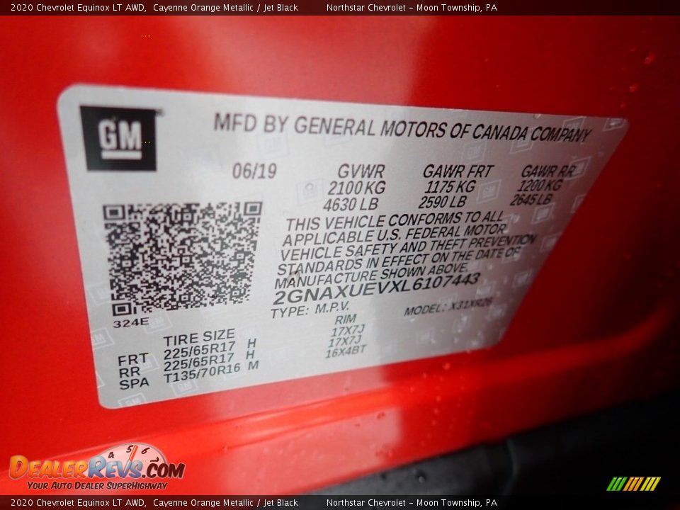 2020 Chevrolet Equinox LT AWD Cayenne Orange Metallic / Jet Black Photo #18