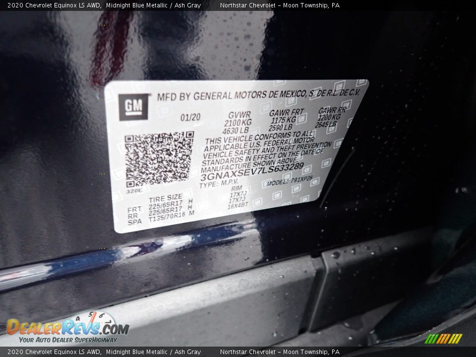 2020 Chevrolet Equinox LS AWD Midnight Blue Metallic / Ash Gray Photo #14