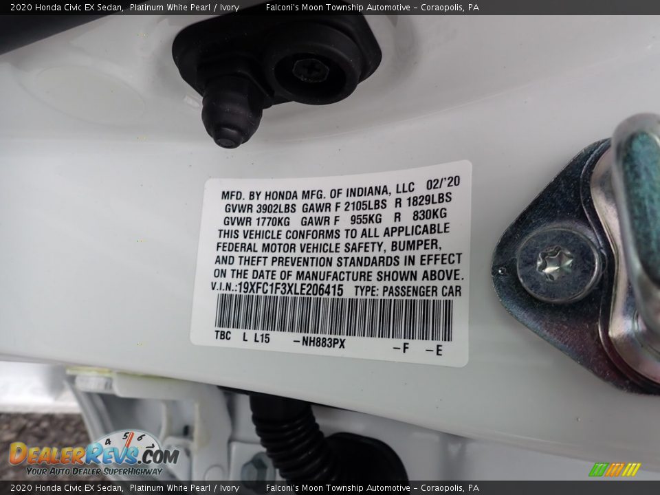 2020 Honda Civic EX Sedan Platinum White Pearl / Ivory Photo #12