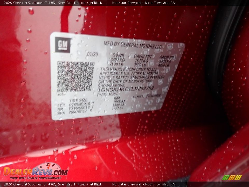 2020 Chevrolet Suburban LT 4WD Siren Red Tintcoat / Jet Black Photo #14