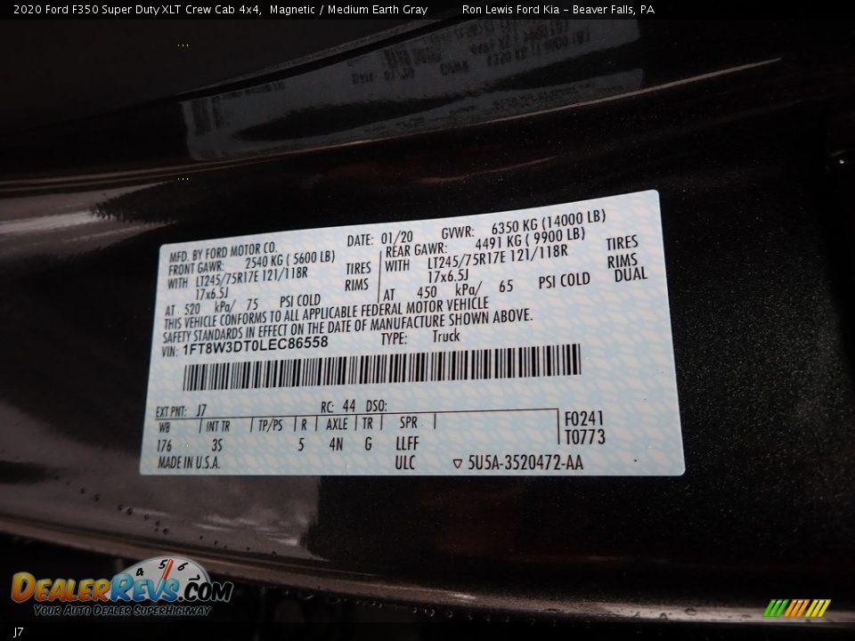 Ford Color Code J7 Magnetic