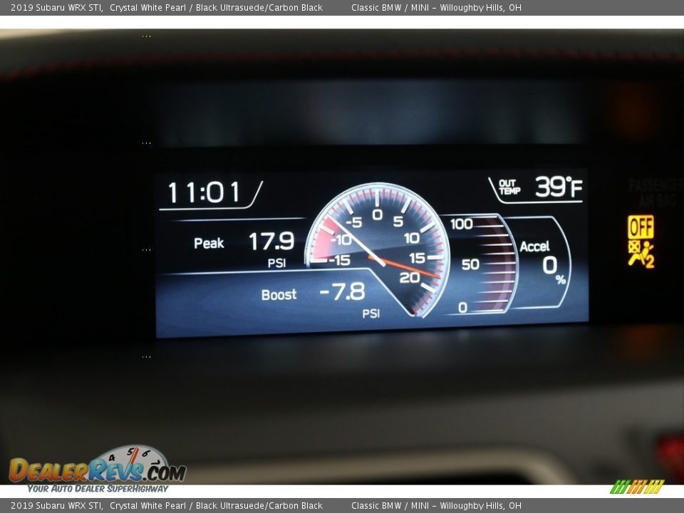 2019 Subaru WRX STI Crystal White Pearl / Black Ultrasuede/Carbon Black Photo #9