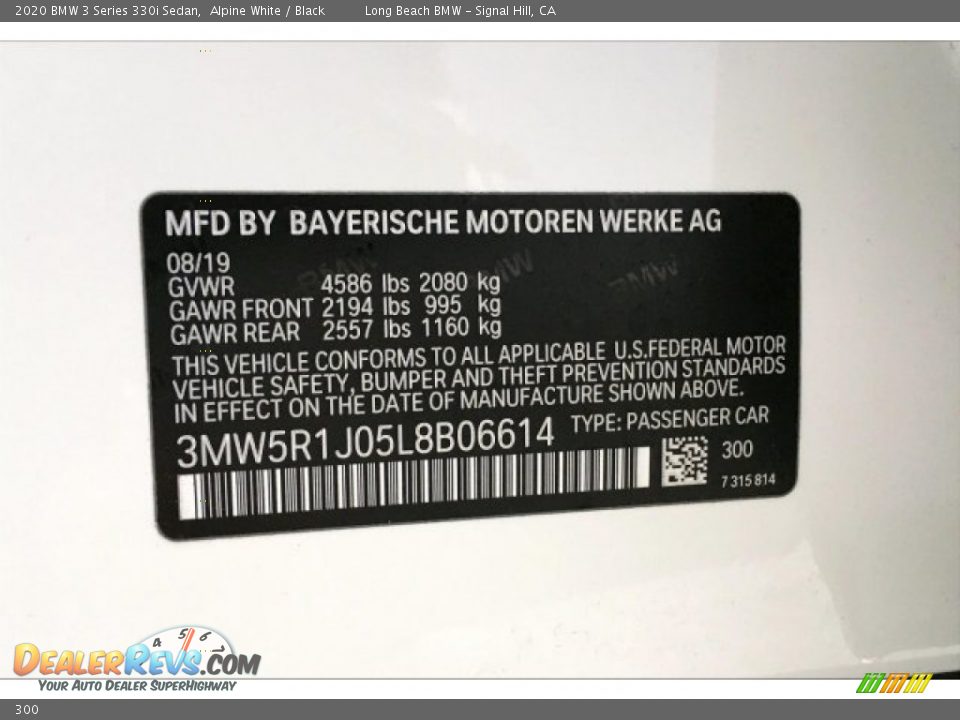 BMW Color Code 300 Alpine White