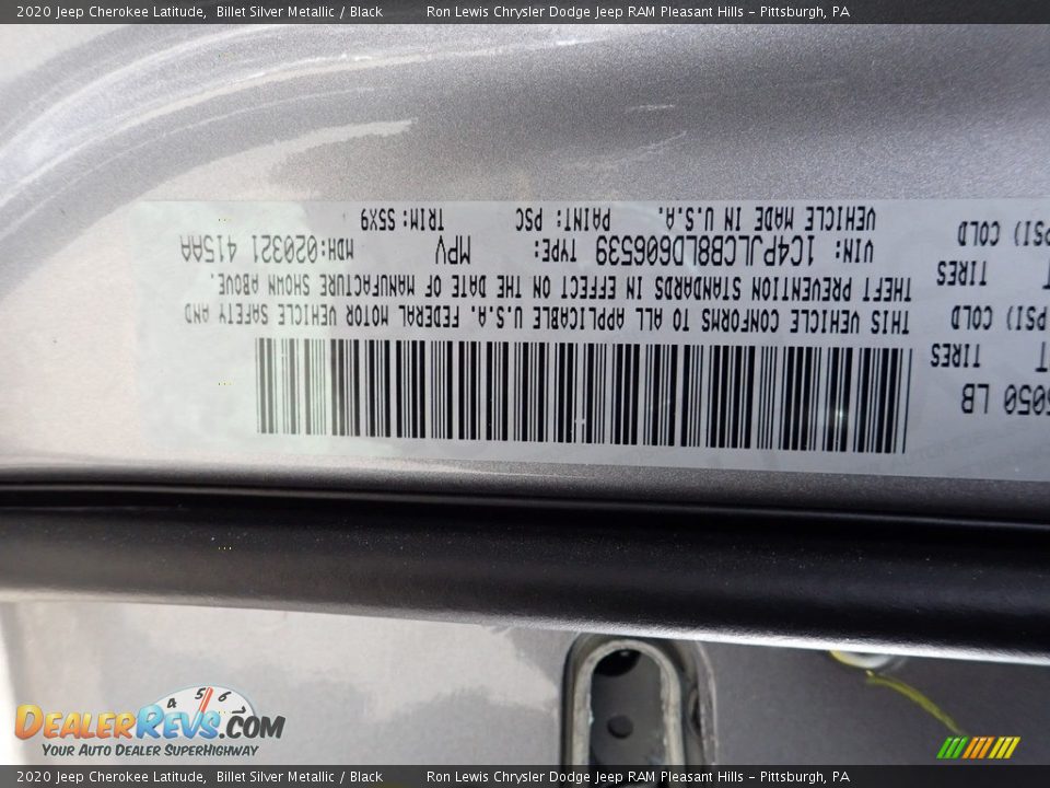 2020 Jeep Cherokee Latitude Billet Silver Metallic / Black Photo #11