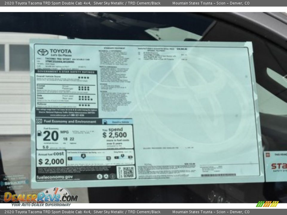 2020 Toyota Tacoma TRD Sport Double Cab 4x4 Silver Sky Metallic / TRD Cement/Black Photo #10