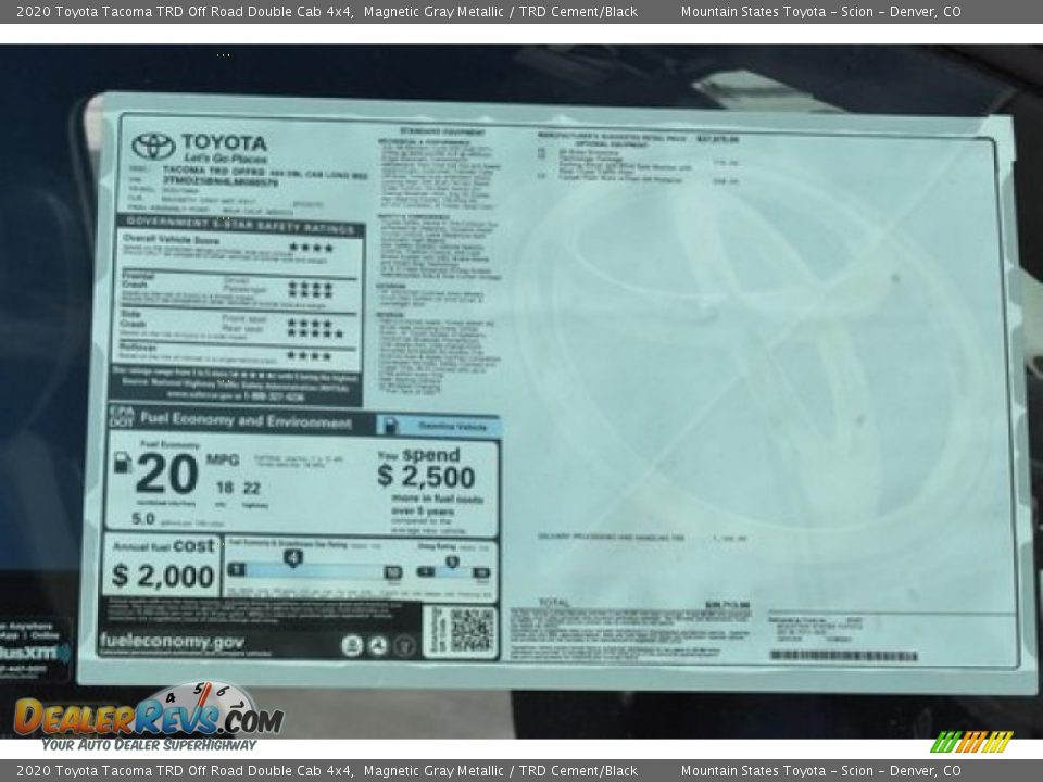 2020 Toyota Tacoma TRD Off Road Double Cab 4x4 Magnetic Gray Metallic / TRD Cement/Black Photo #10