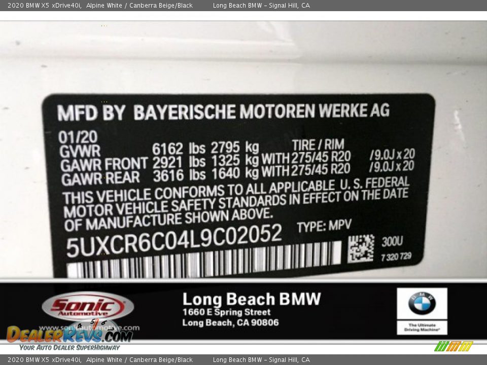 2020 BMW X5 xDrive40i Alpine White / Canberra Beige/Black Photo #11