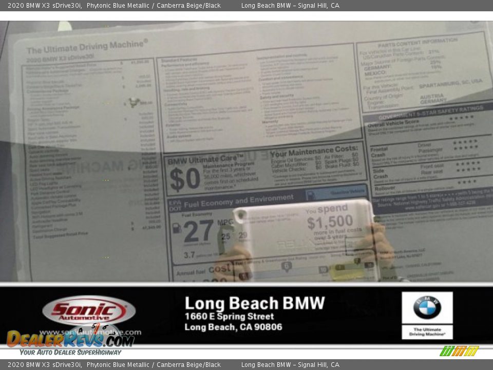 2020 BMW X3 sDrive30i Phytonic Blue Metallic / Canberra Beige/Black Photo #10