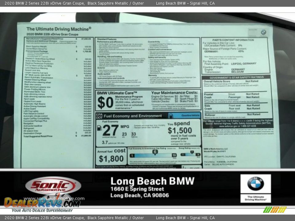 2020 BMW 2 Series 228i xDrive Gran Coupe Black Sapphire Metallic / Oyster Photo #10