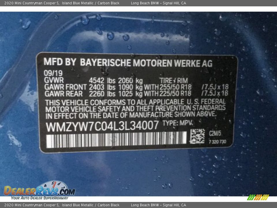 2020 Mini Countryman Cooper S Island Blue Metallic / Carbon Black Photo #11