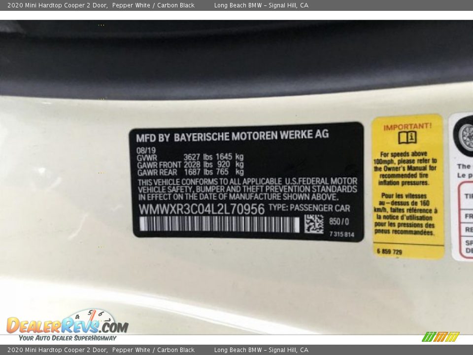 2020 Mini Hardtop Cooper 2 Door Pepper White / Carbon Black Photo #11