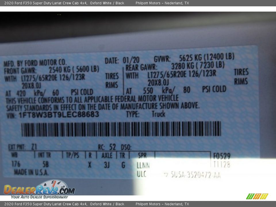 2020 Ford F350 Super Duty Lariat Crew Cab 4x4 Oxford White / Black Photo #24