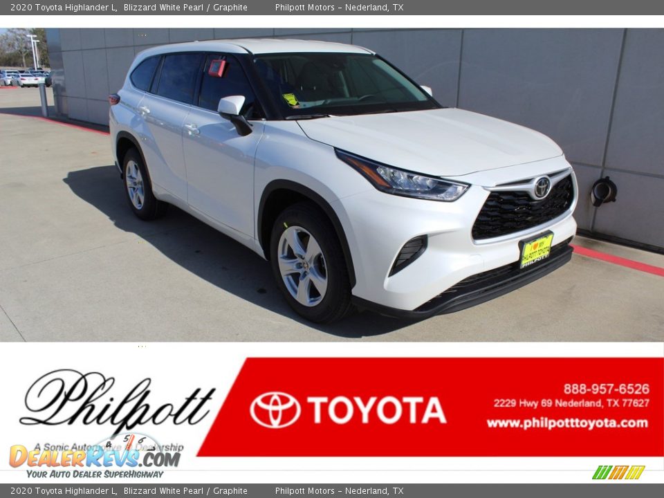 2020 Toyota Highlander L Blizzard White Pearl / Graphite Photo #1