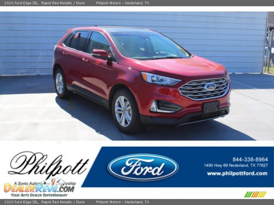 2020 Ford Edge SEL Rapid Red Metallic / Dune Photo #1