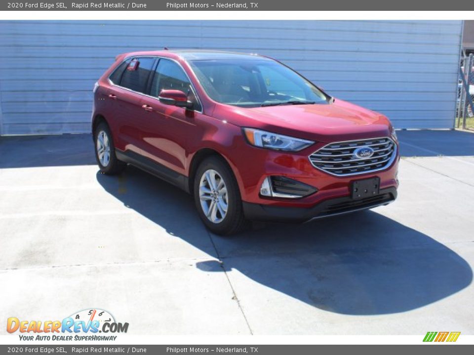 2020 Ford Edge SEL Rapid Red Metallic / Dune Photo #2