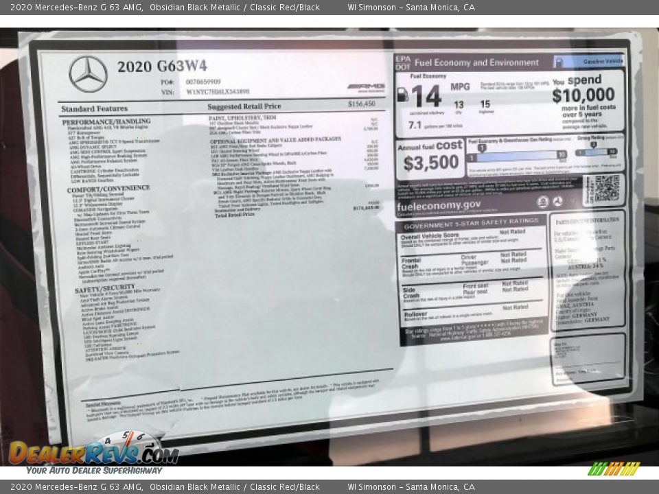 2020 Mercedes-Benz G 63 AMG Obsidian Black Metallic / Classic Red/Black Photo #11