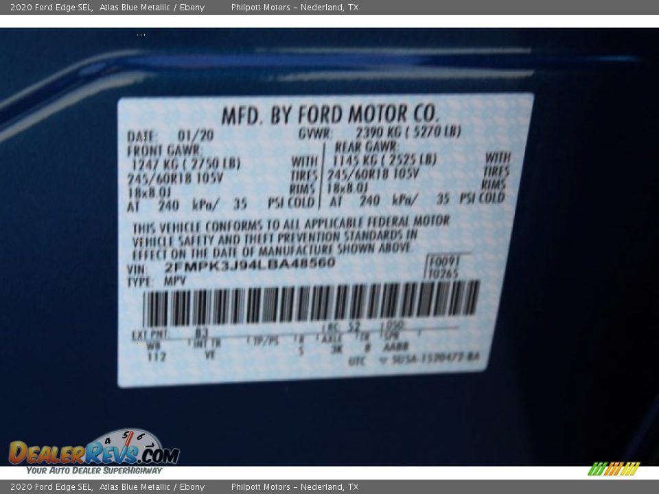 2020 Ford Edge SEL Atlas Blue Metallic / Ebony Photo #26