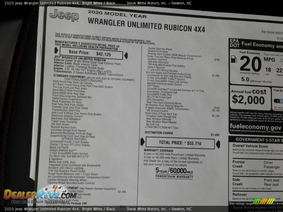 2020 Jeep Wrangler Unlimited Rubicon 4x4 Bright White / Black Photo #29