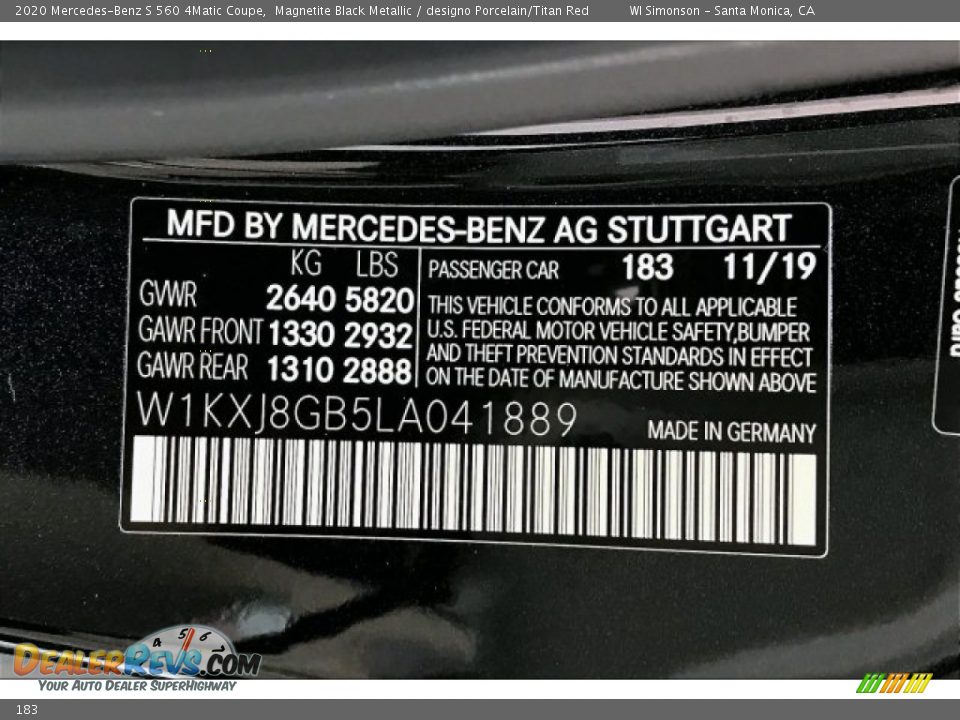 Mercedes-Benz Color Code 183 Magnetite Black Metallic
