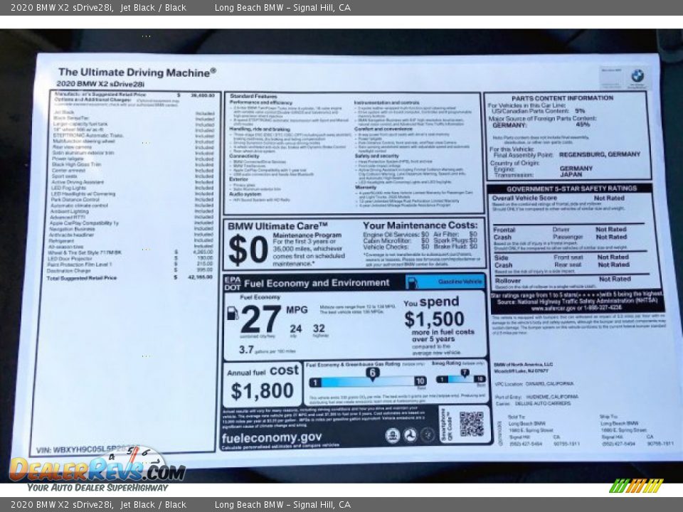2020 BMW X2 sDrive28i Window Sticker Photo #10