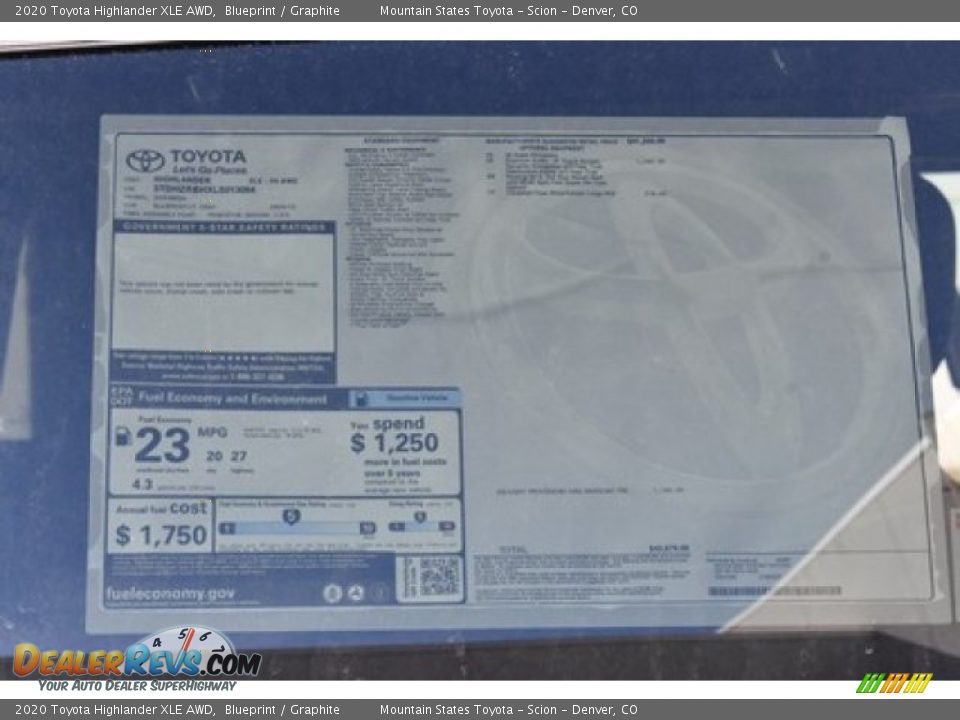 2020 Toyota Highlander XLE AWD Blueprint / Graphite Photo #11