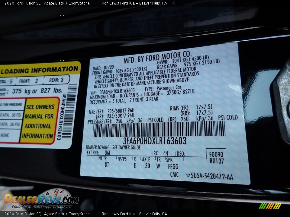 2020 Ford Fusion SE Agate Black / Ebony Stone Photo #11