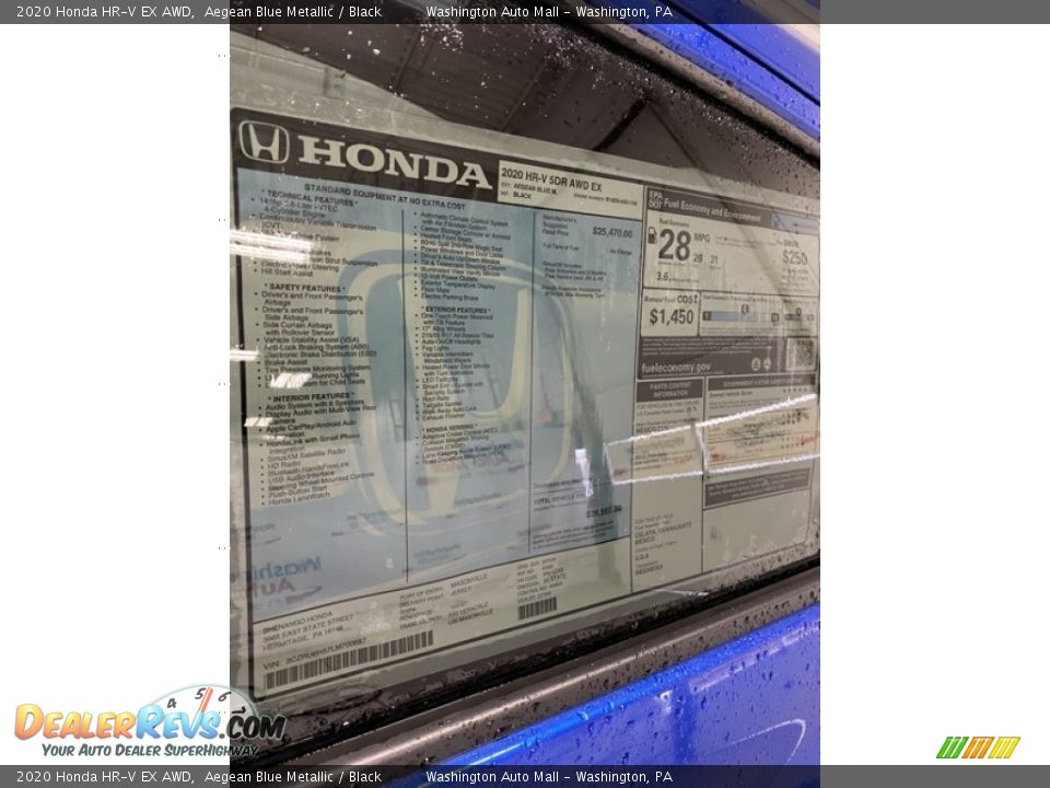 2020 Honda HR-V EX AWD Aegean Blue Metallic / Black Photo #15