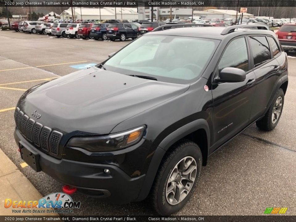 2020 Jeep Cherokee Trailhawk 4x4 Diamond Black Crystal Pearl / Black Photo #1
