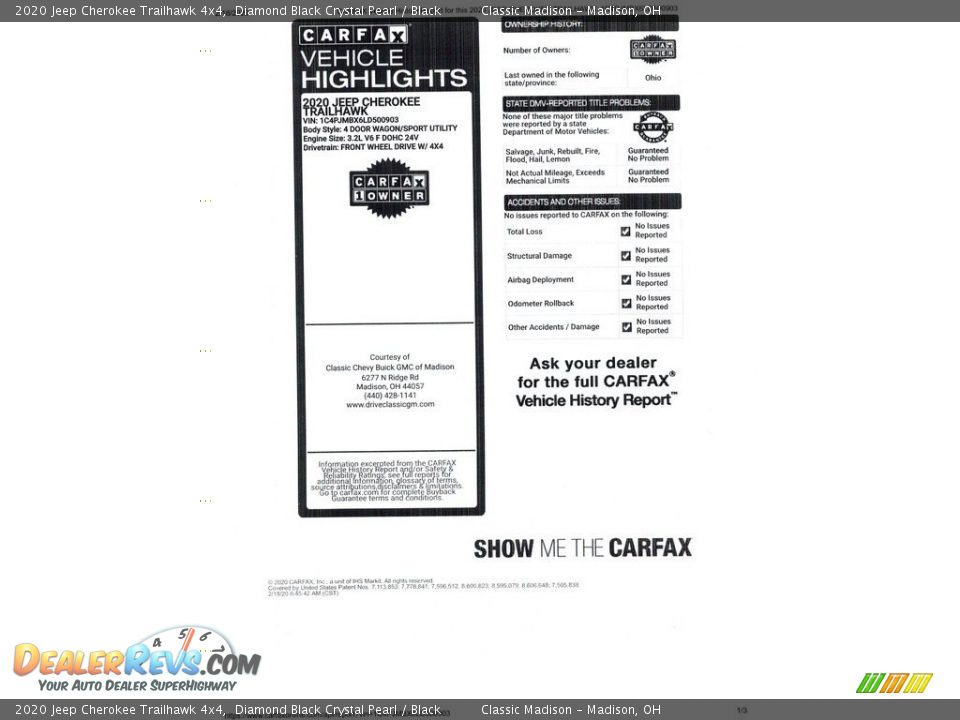 Dealer Info of 2020 Jeep Cherokee Trailhawk 4x4 Photo #4