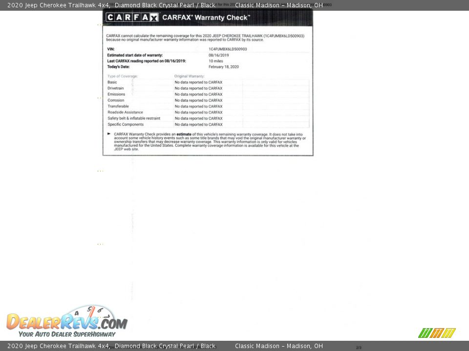 Dealer Info of 2020 Jeep Cherokee Trailhawk 4x4 Photo #6