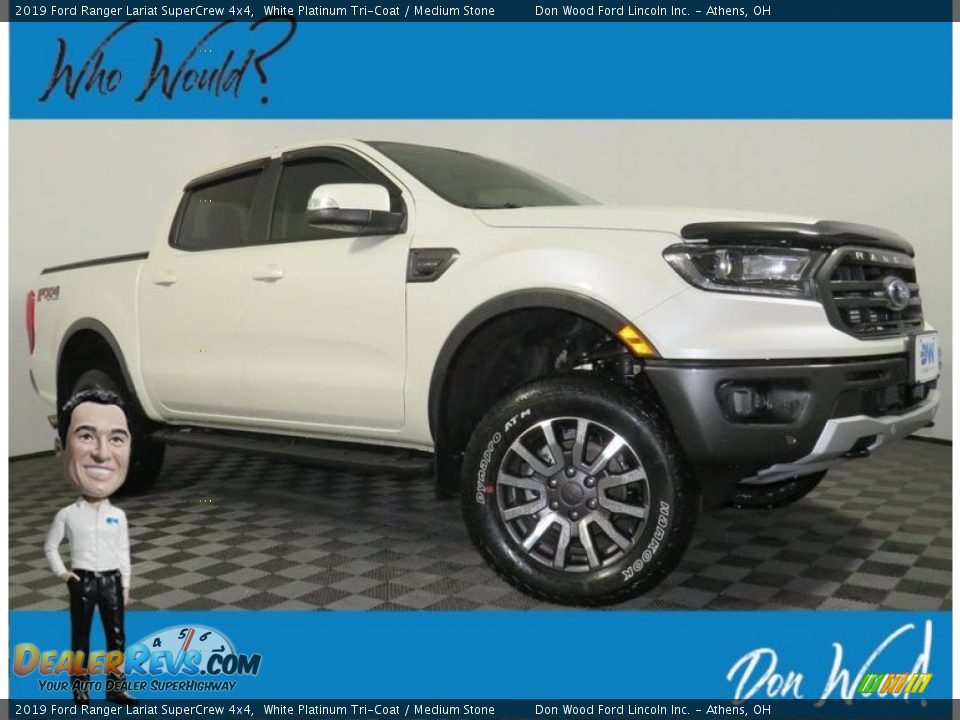 2019 Ford Ranger Lariat SuperCrew 4x4 White Platinum Tri-Coat / Medium Stone Photo #1