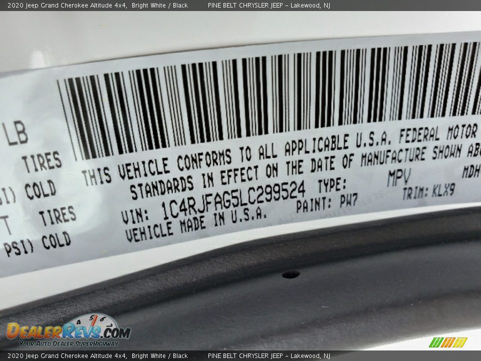 2020 Jeep Grand Cherokee Altitude 4x4 Bright White / Black Photo #9