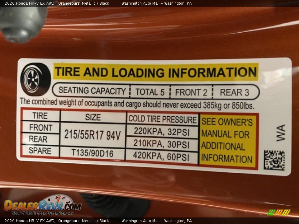 2020 Honda HR-V EX AWD Orangeburst Metallic / Black Photo #8